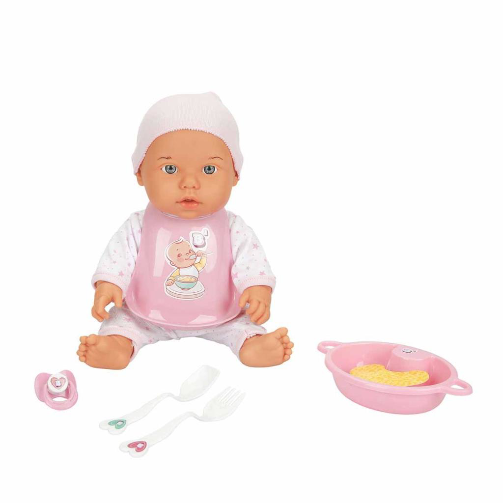 030021 , Bebelou Yemek Zamanı Sesli Bebek Seti 35 cm / +3 yaş