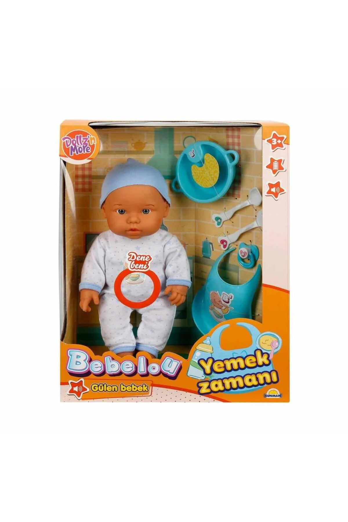 030021 Sunman, Bebelou Yemek Zamanı Sesli Bebek Seti 35 cm / +3 y