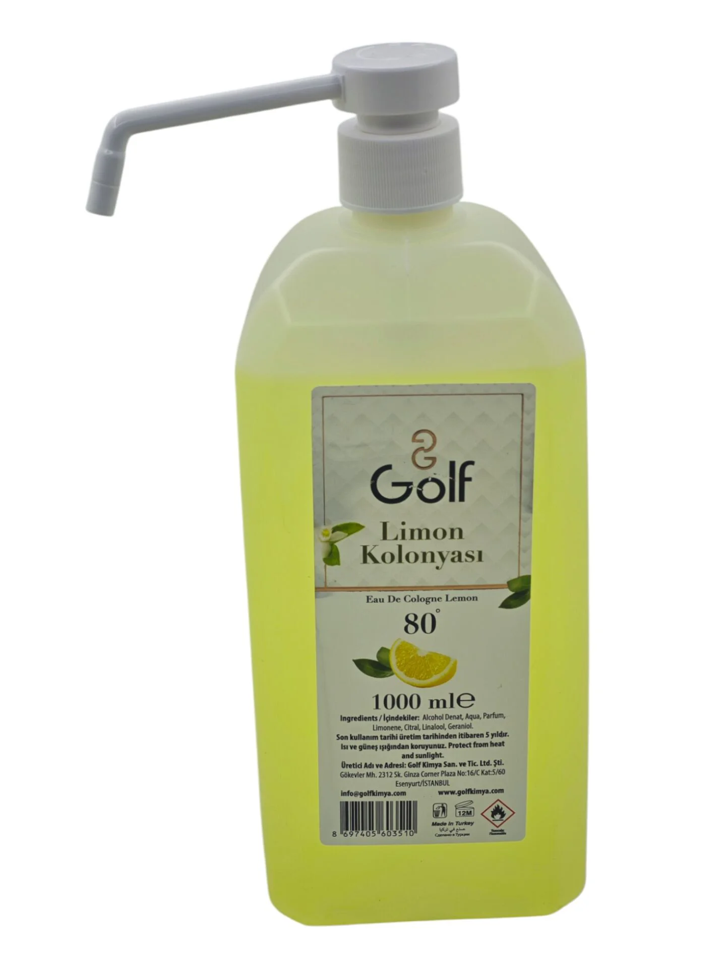 0351   Golf 80 limon Kolonyası 1000ml - Pompalı