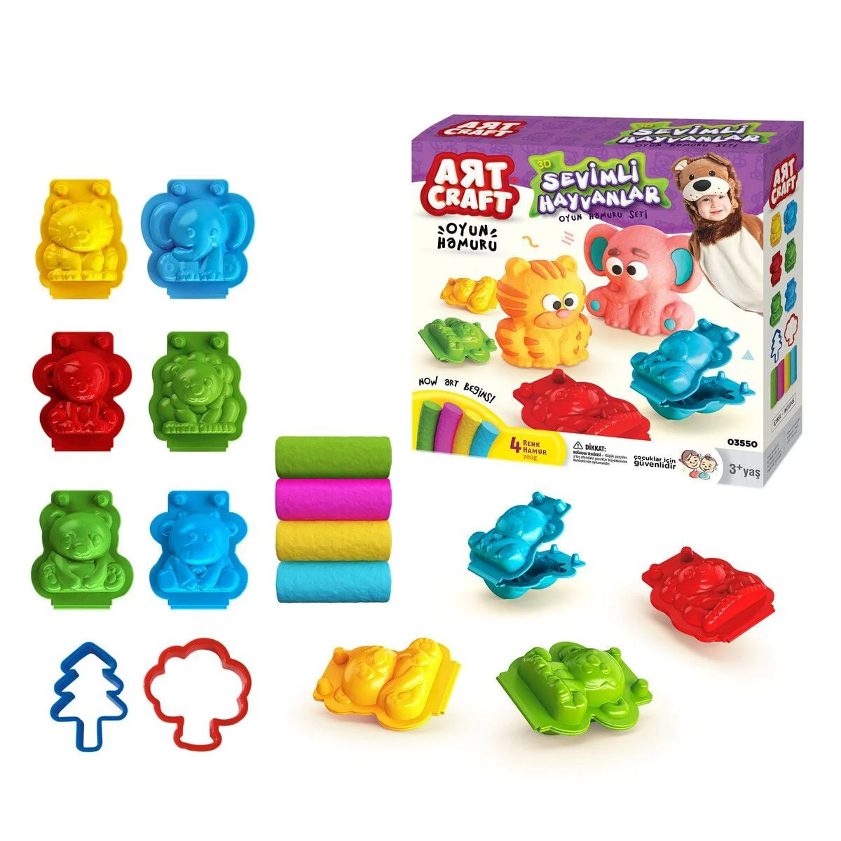 03550 3D HAYVANLAR HAMUR SET 200GR Fiyatı, Yorumları ve Özellikleri