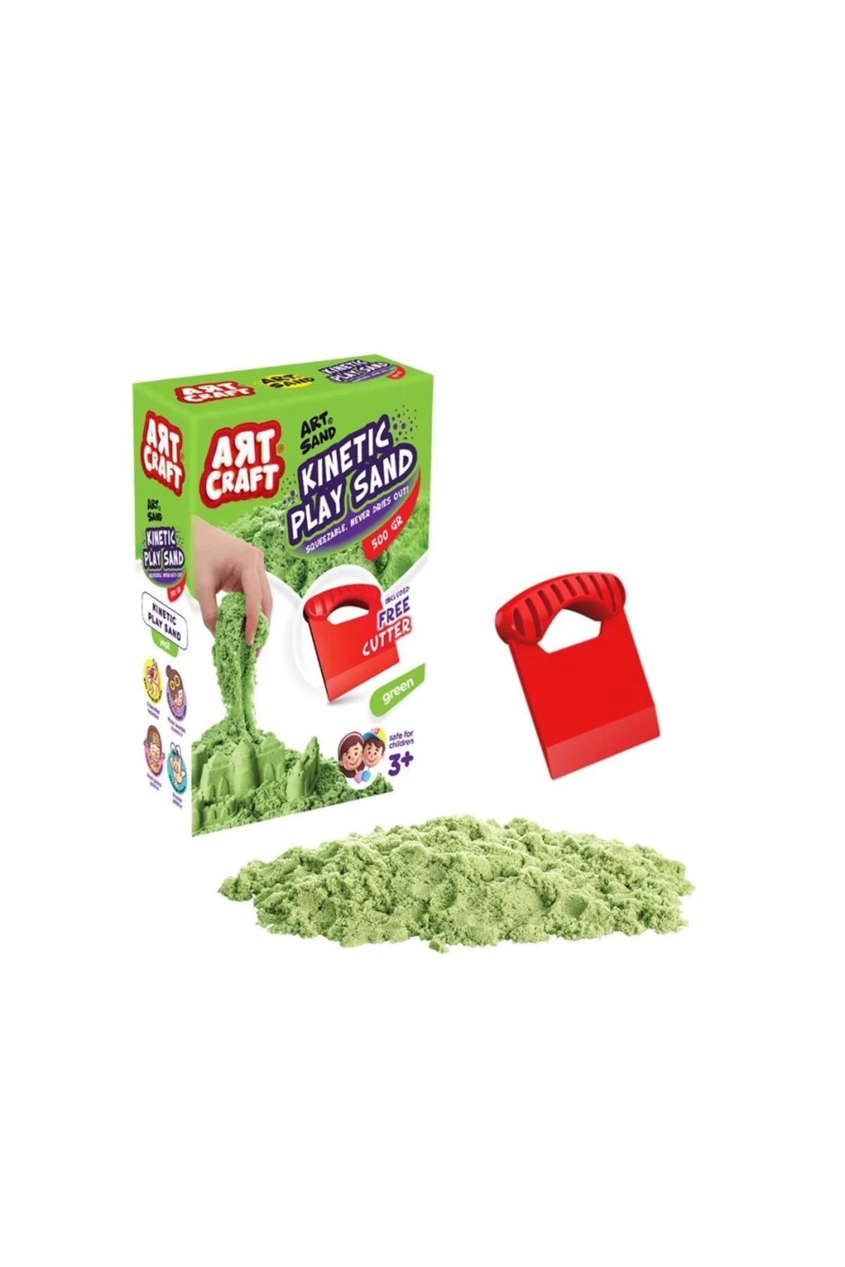 03687 NessiWorld AKSESUARLI YEŞİL KİNETİK OYUN KUMU 500 GR
