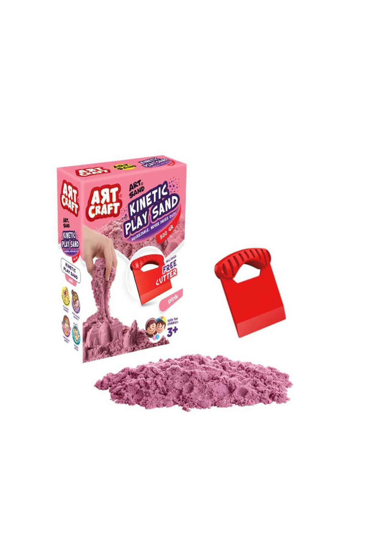 03688 Aksesuarlı Pembe Kinetik Oyun Kumu 500 gr -Dede