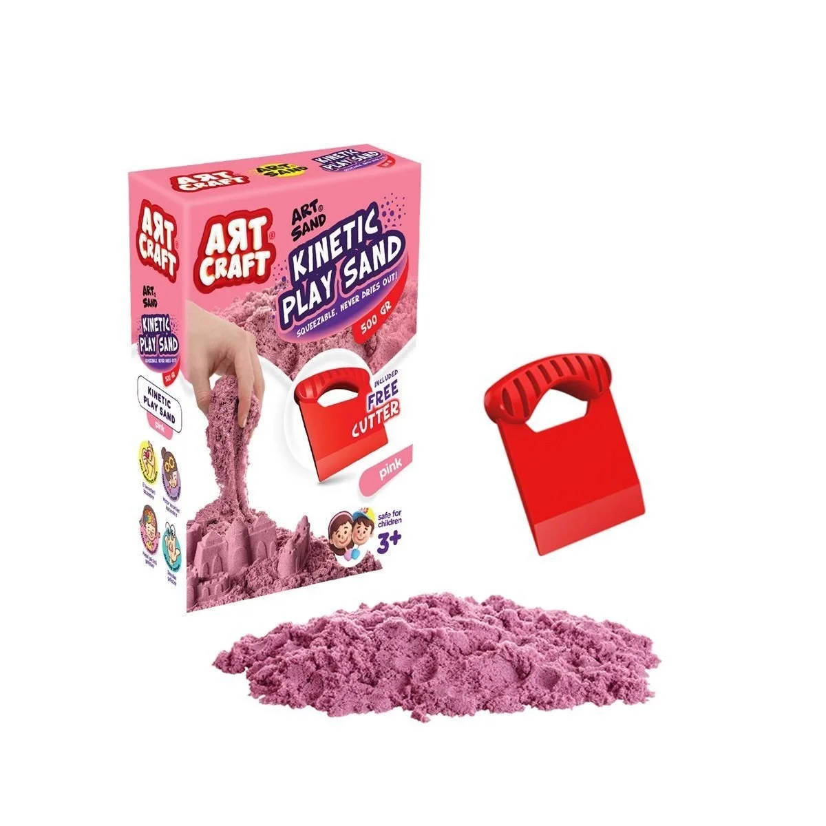03688 , Aksesuarlı Pembe Kinetik Oyun Kumu 500 gr - Görsel 3