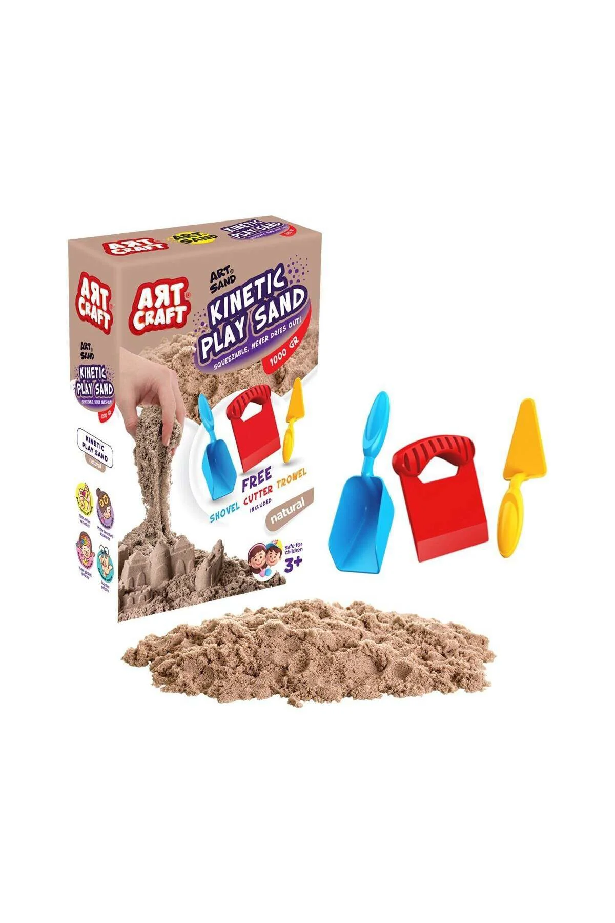 03690 Aksesuarlı Naturel Kinetik Oyun Kumu 1000 Gr-Dede