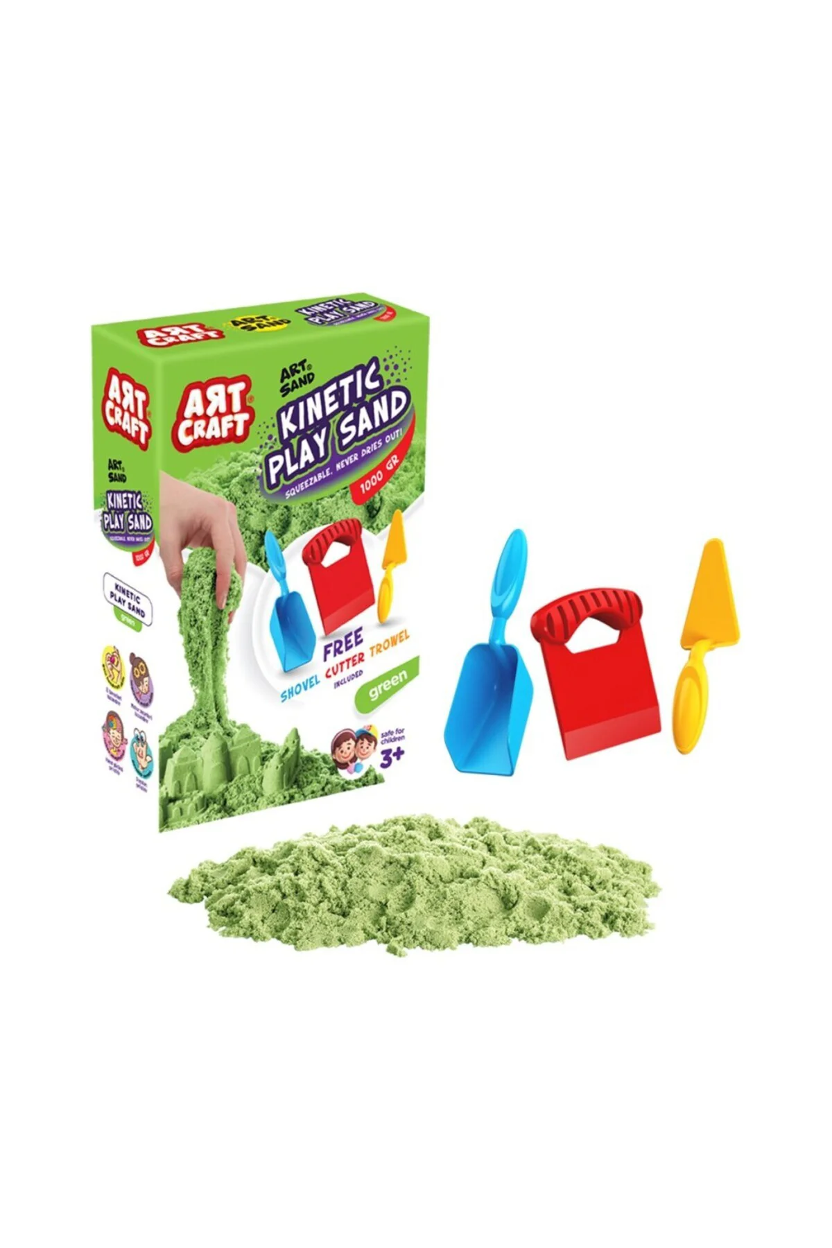 03692 AKSESUARLI YEŞİL KİNETİK OYUN KUMU 1000 GR