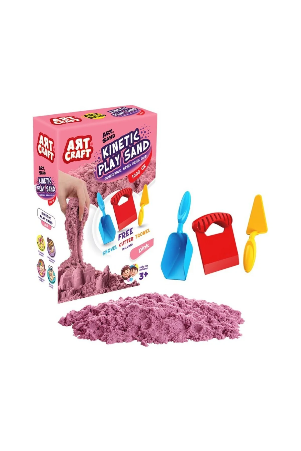 03693 AKSESUARLI PEMBE KİNETİK OYUN KUMU 1000 GR