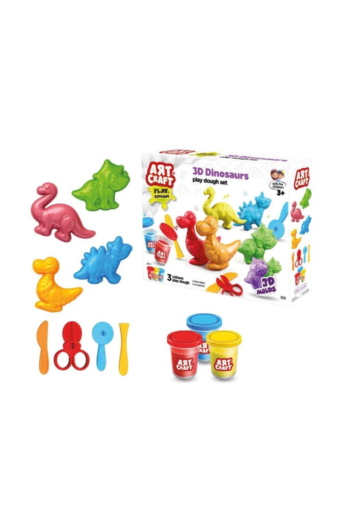 03995 Art Craft 3D Dinozorlar Hamur Set 168 Gr -Fentoys
