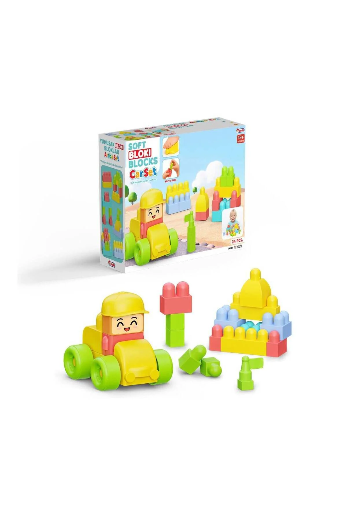 04128 Yumuşak Bloki Bloklari Araba Set 24 Parça