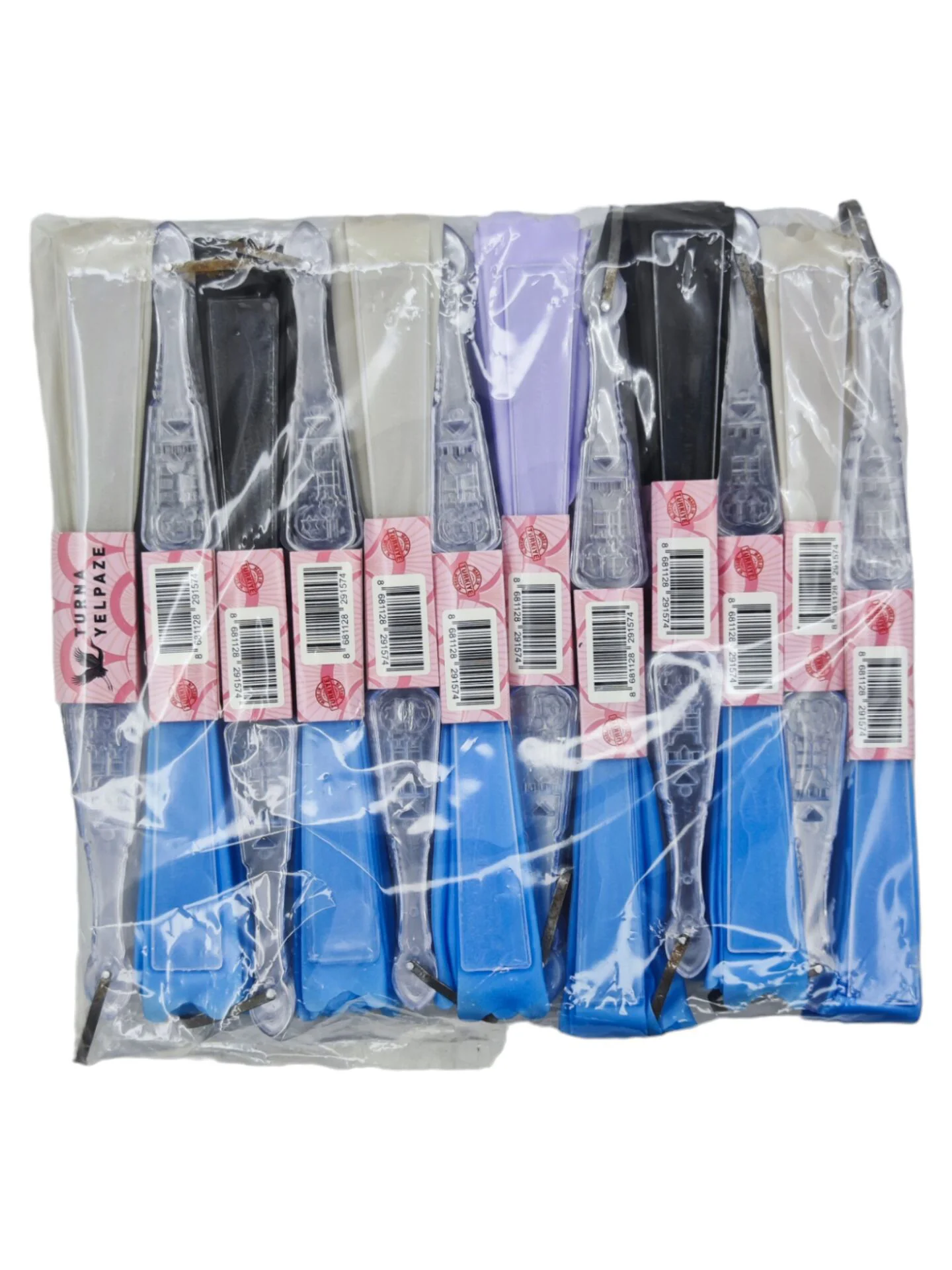 04236   Renkli Dantel Desenli Plastik Yelpaze