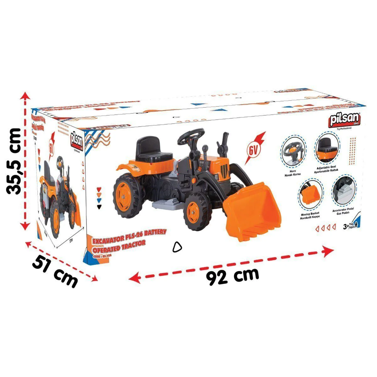 05 124 EXCATOR PLS-26 TRAKTÖR KEPÇELİ 6V AKÜLÜ