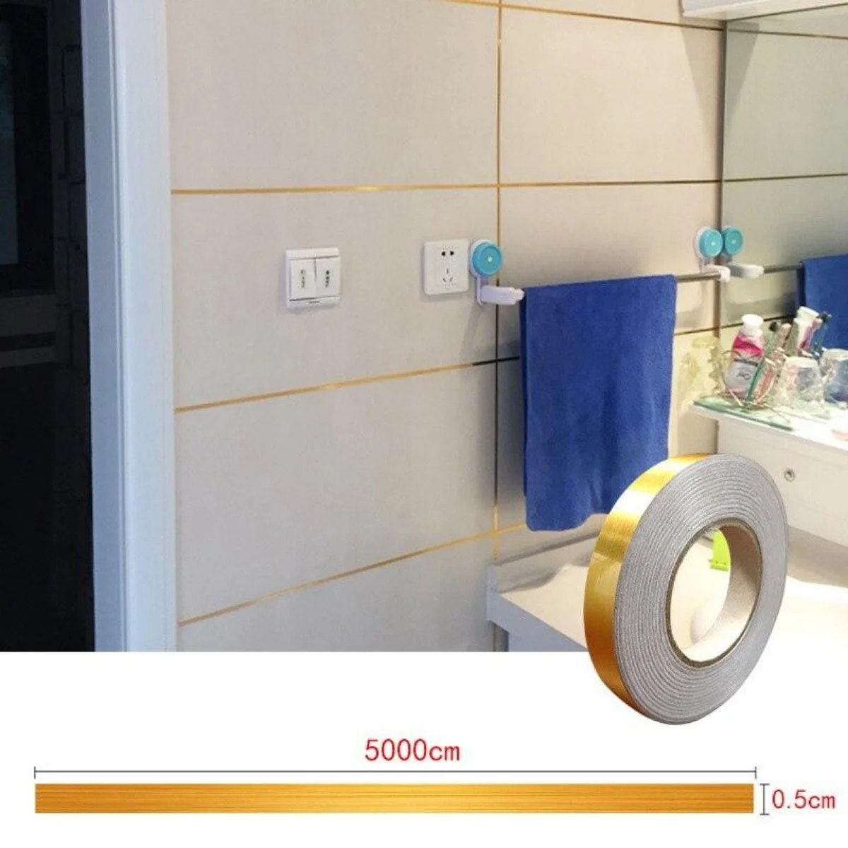 0.5 Cm Kalınlık Gold Fayans Arası Şerit Bandı 50 Metre Banyo Derz Dekor Bandı Fiyatı, Yorumları ve Özellikleri