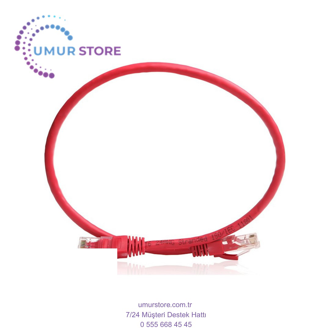 0.50M Cat6 CU AWG24/7 UTP Kırmızı Network Kablo