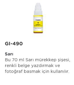 Canon 0666C001 Gi-490-Y Sari Mürekkep 7000 Sayfa