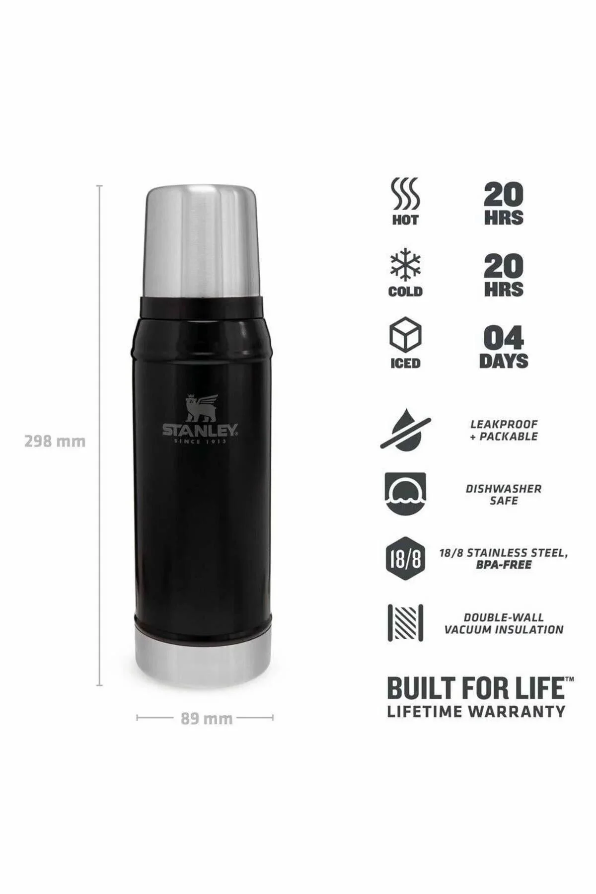 0.75L Classic Legendary Vac Btl Termos Siyah Eu 10-01612-028