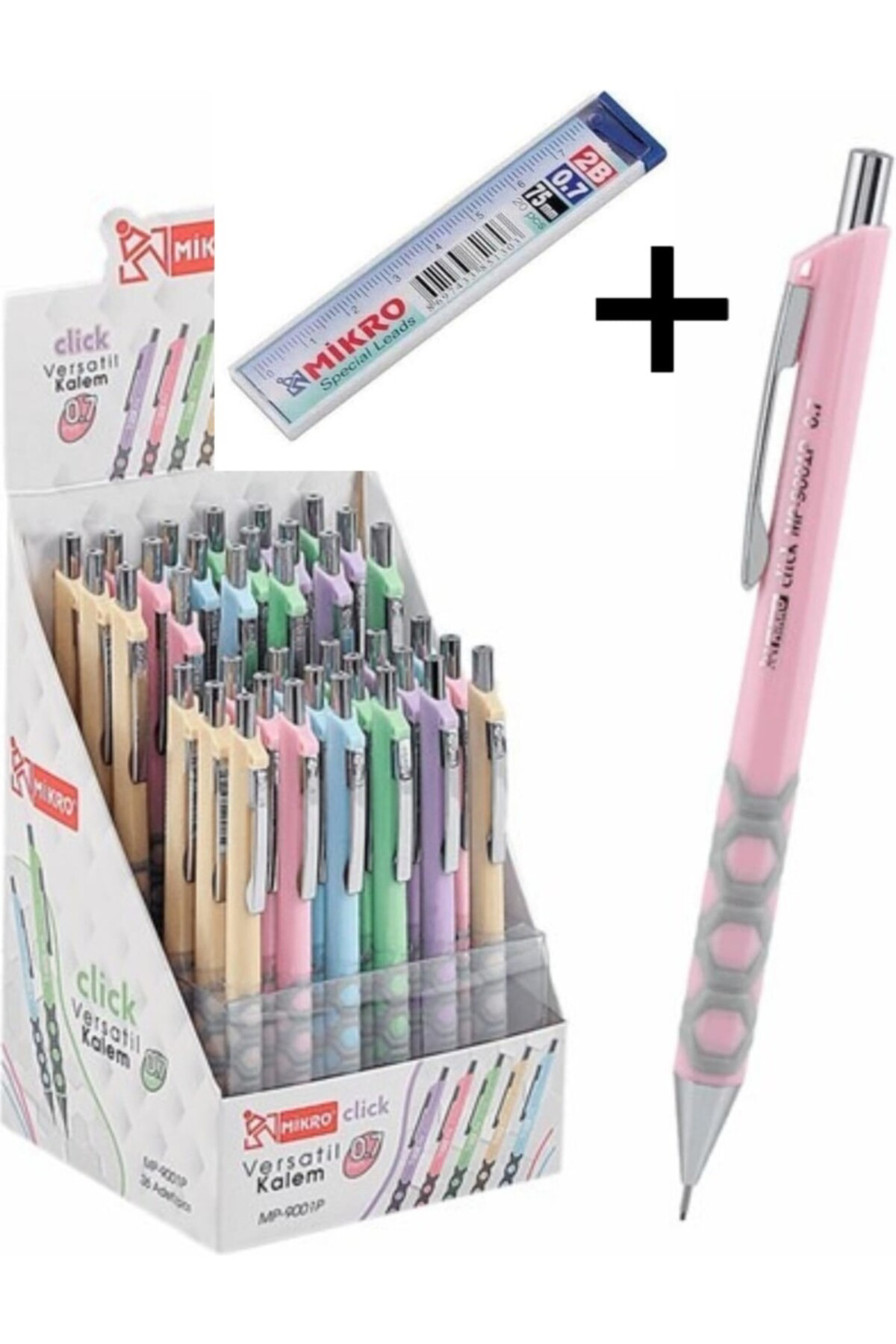 Mikro 0.7Mm Versatil Basmalı Kalem ( 1 Adet ) +  0.7 Cetvelli 75Mm