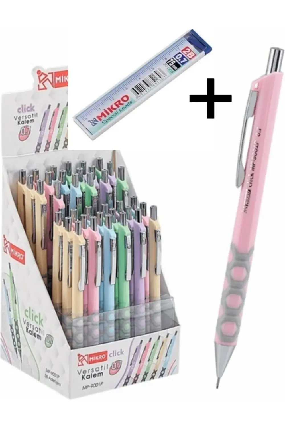 0.7mm Versatil Basmalı Kalem ( 1 ADET )  + Mikro 0.7 Cetvelli 75m