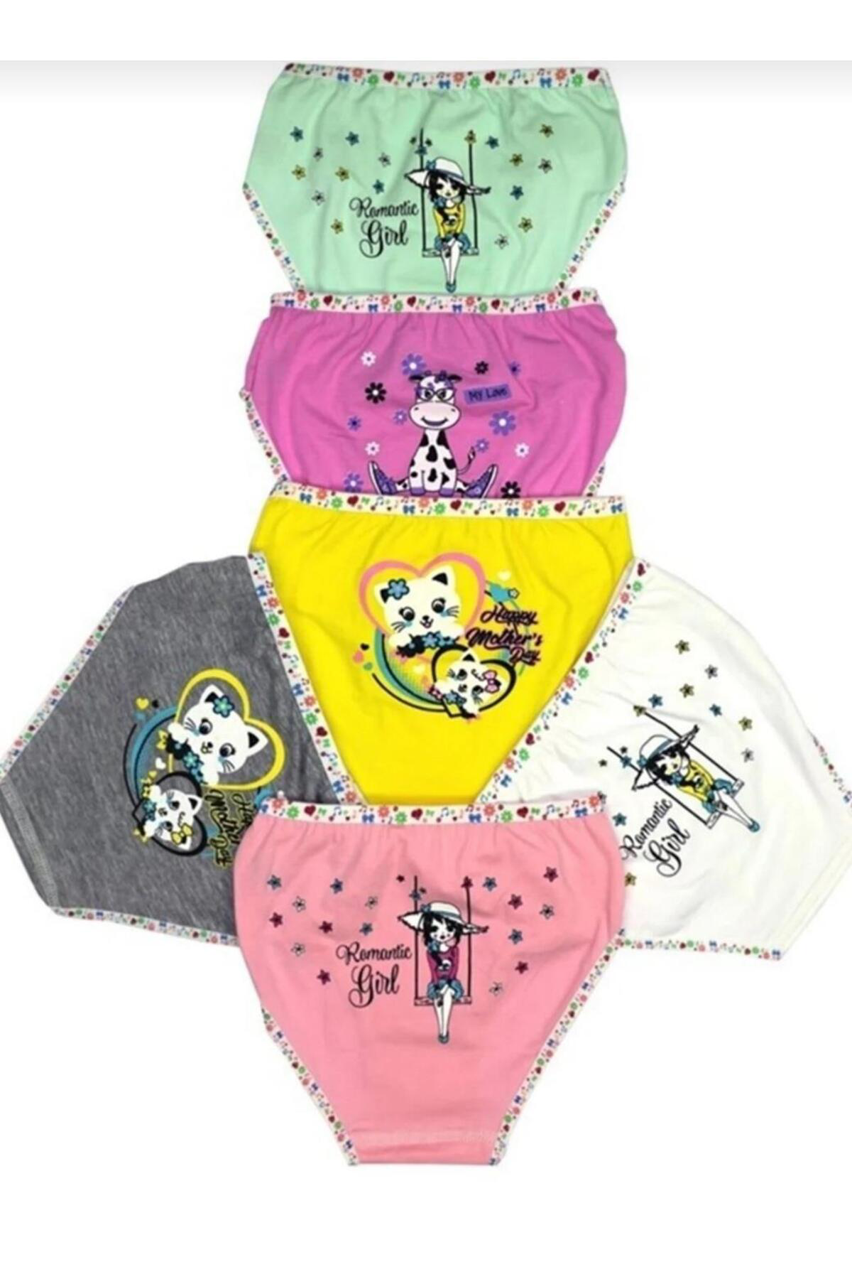 0833 KIZ ÇOCUK DESENLİ KÜLOT 6 ADET