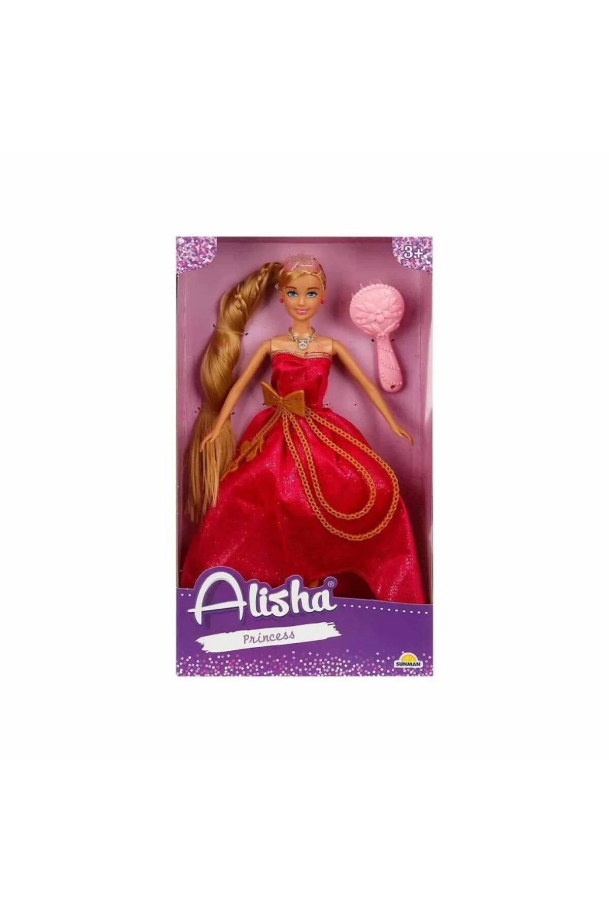 0835 NessiWorld-RST-SIS-MNK Prenses Uzun Saçlı Aksesuarlı Bebek Set 29 cm 3renk
