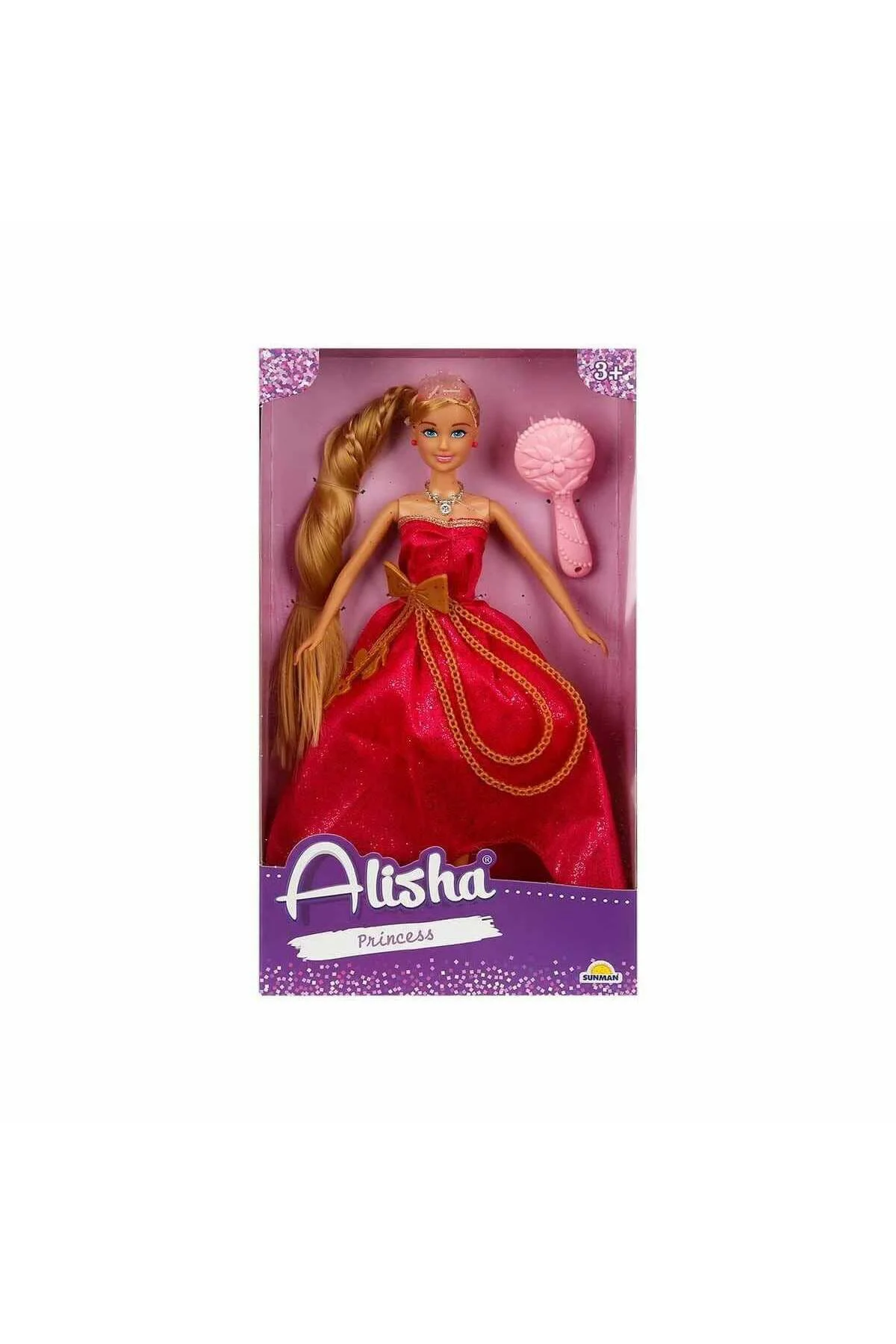 0835 Sun-Rst-Sis-Mnk Alisha Prenses Uzun Saçlı Aksesuarlı Bebek Set 29 Cm 3Renk -Sunman