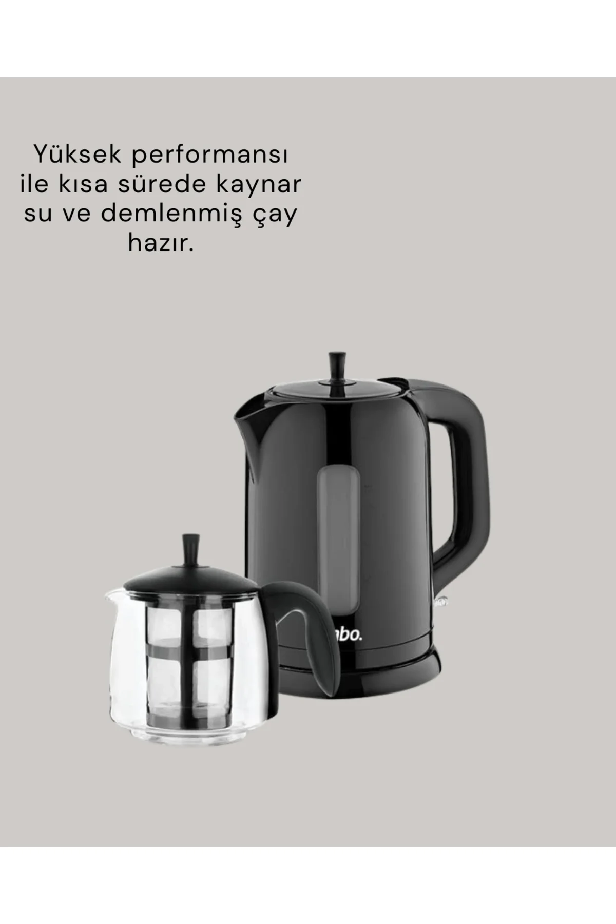 0,9 L Cam Demlik ve 1,7 L Su Haznesi ile Çay Keyfi