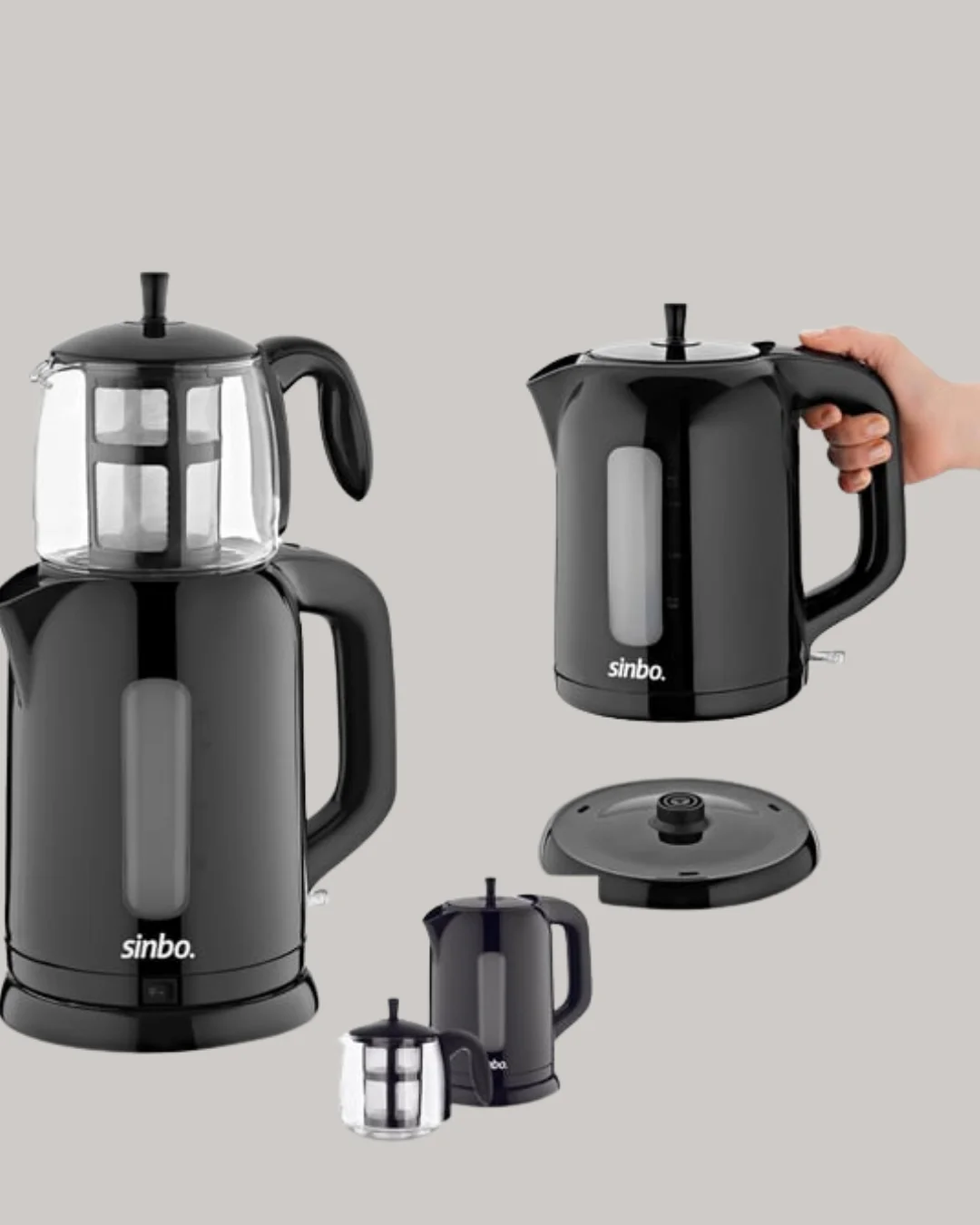 0,9 L Cam Demlik ve 1,7 L Su Haznesi ile Çay Keyfi