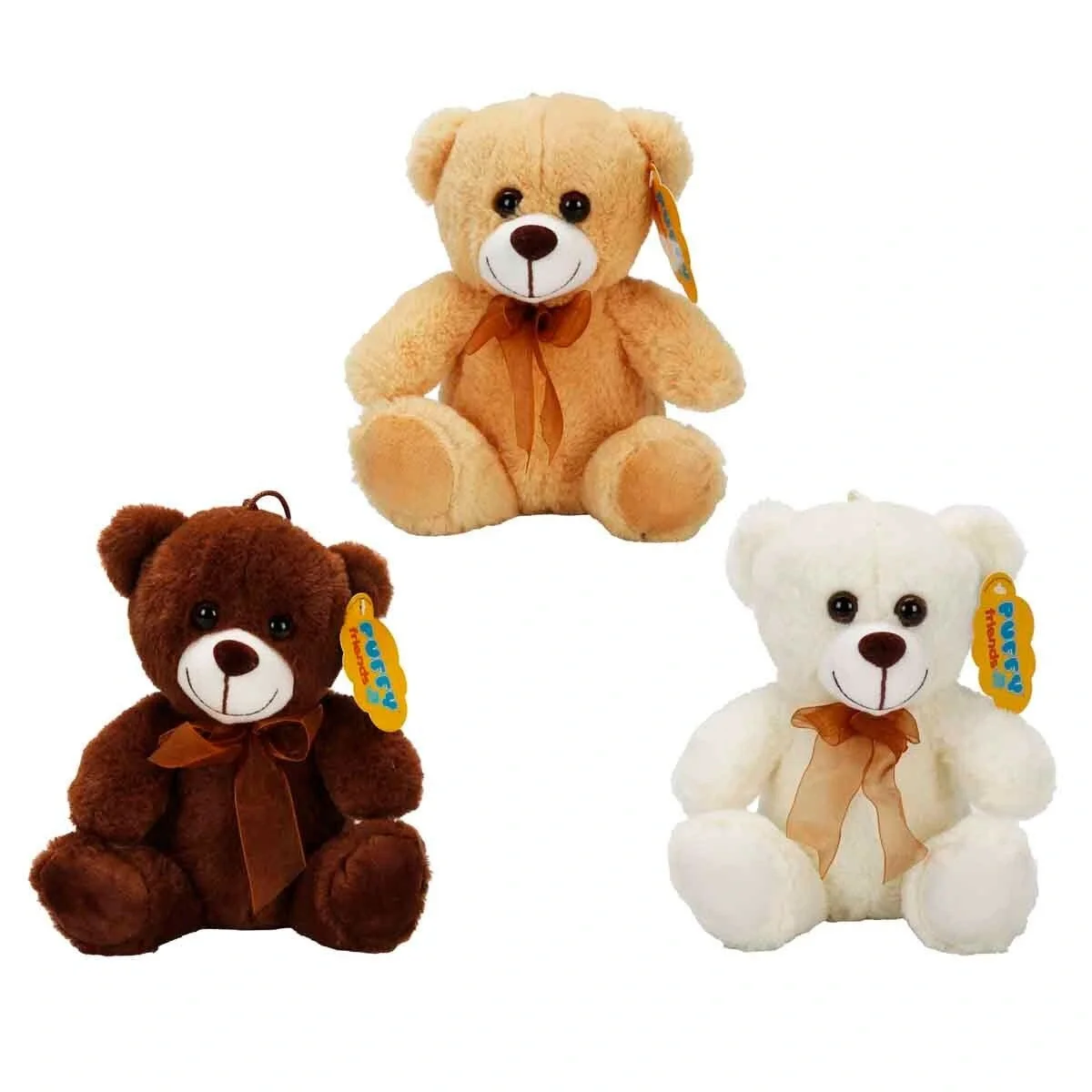 0998 SUN-JHN-PFF-SK PELUŞ AYI OTURAN KURDELELİ 21CM  -Stokta Olan Renk Gönderilir