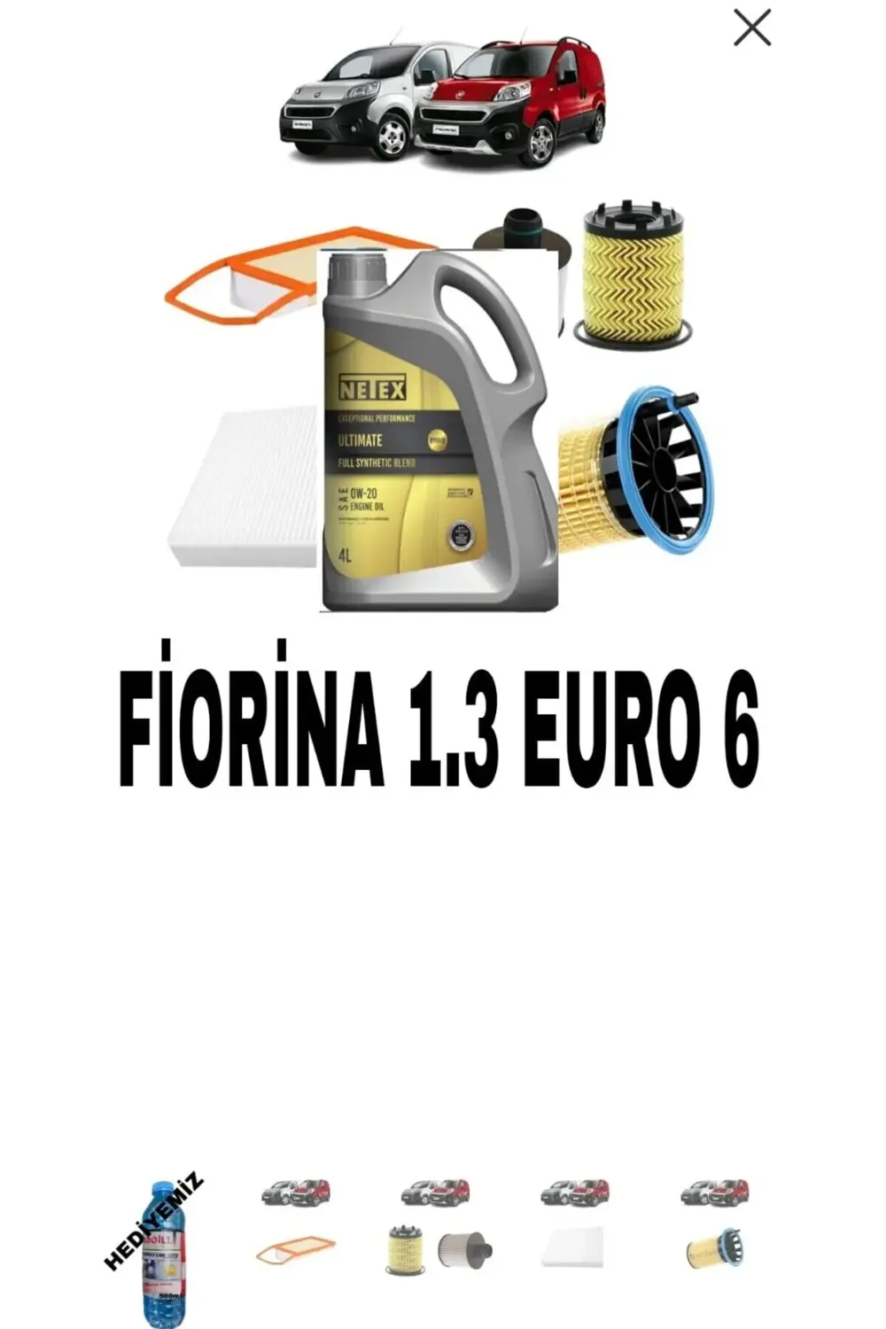 0W-20 4 LT 2025 ÜRETİM+Fiat Fiorino 4plus Bakım Seti Euro 6 1.3 J
