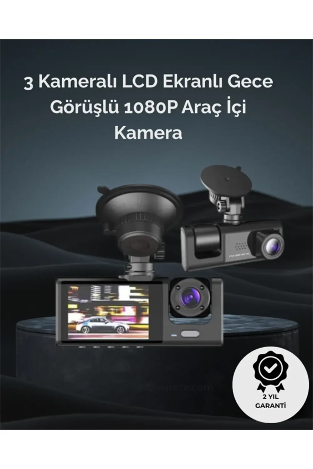 1. 3 Kameralı Full HD Araç Kamerası – Ön, İç ve Arka Görüş ile %1