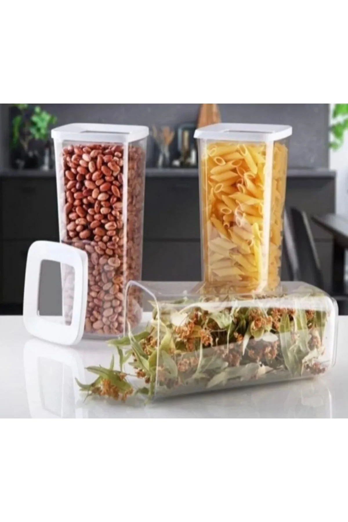 1 Adet 3,1 Litre Vakumlu Kare Kapaklı Saklama Kabı