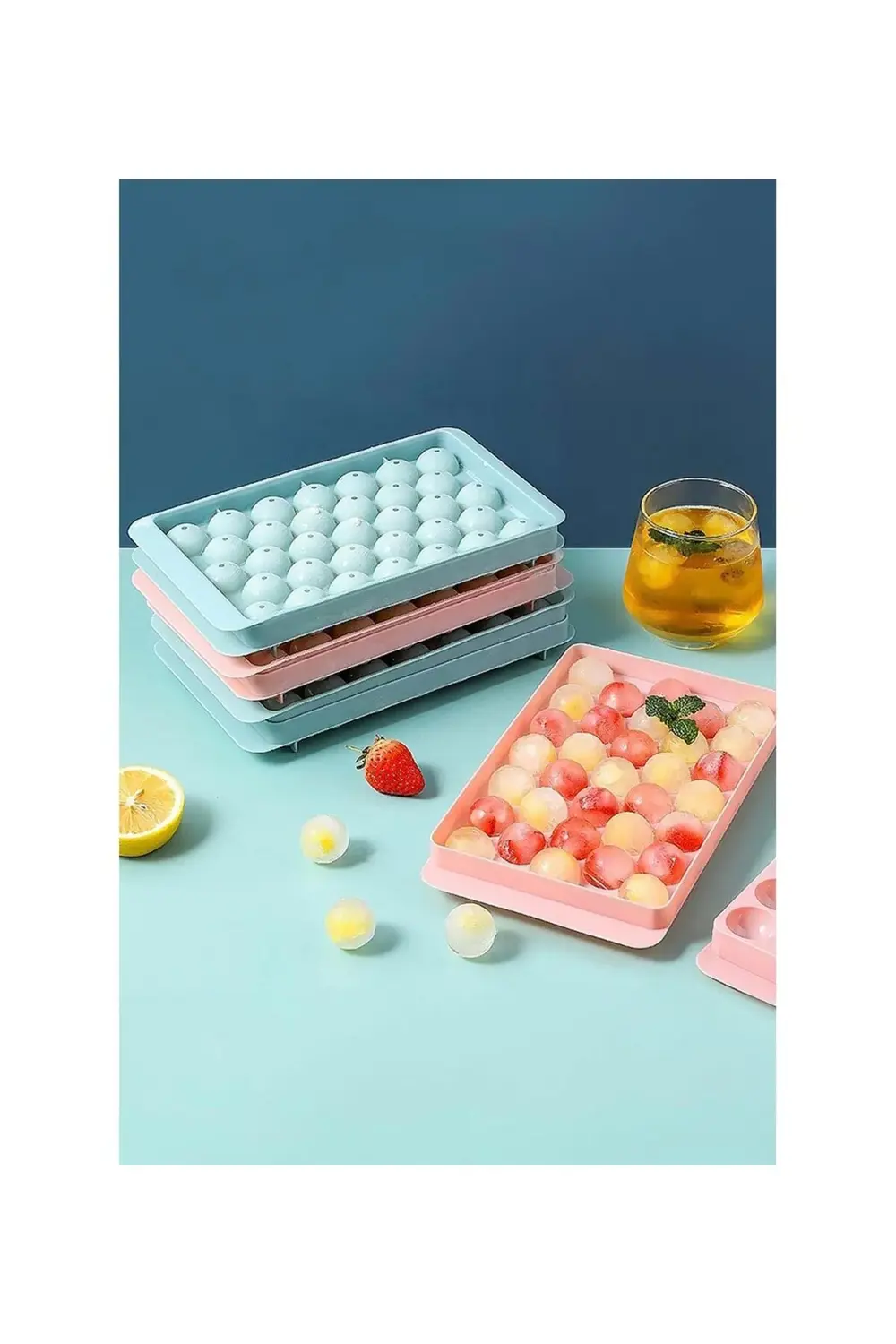 1 Adet 33'lü Küre Buz Kalıbı, Minik Küreler Buzluk, Kokteyl Sunum