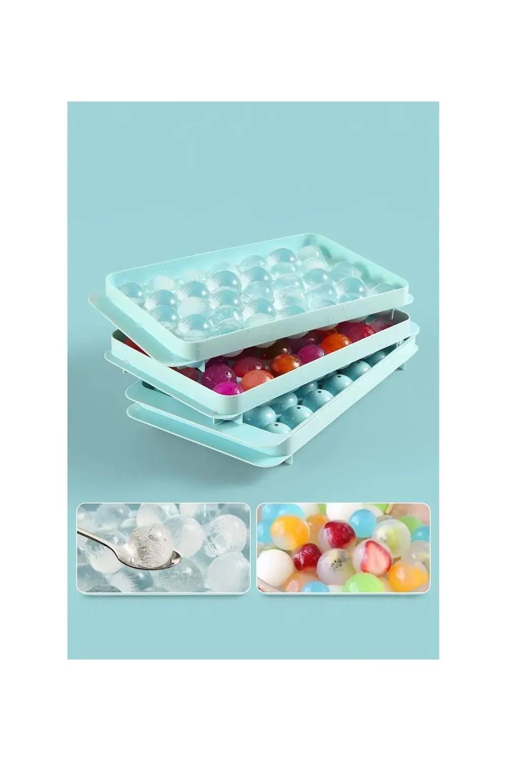 1 Adet 33'lü Küre Buz Kalıbı, Minik Küreler Buzluk, Kokteyl Sunum