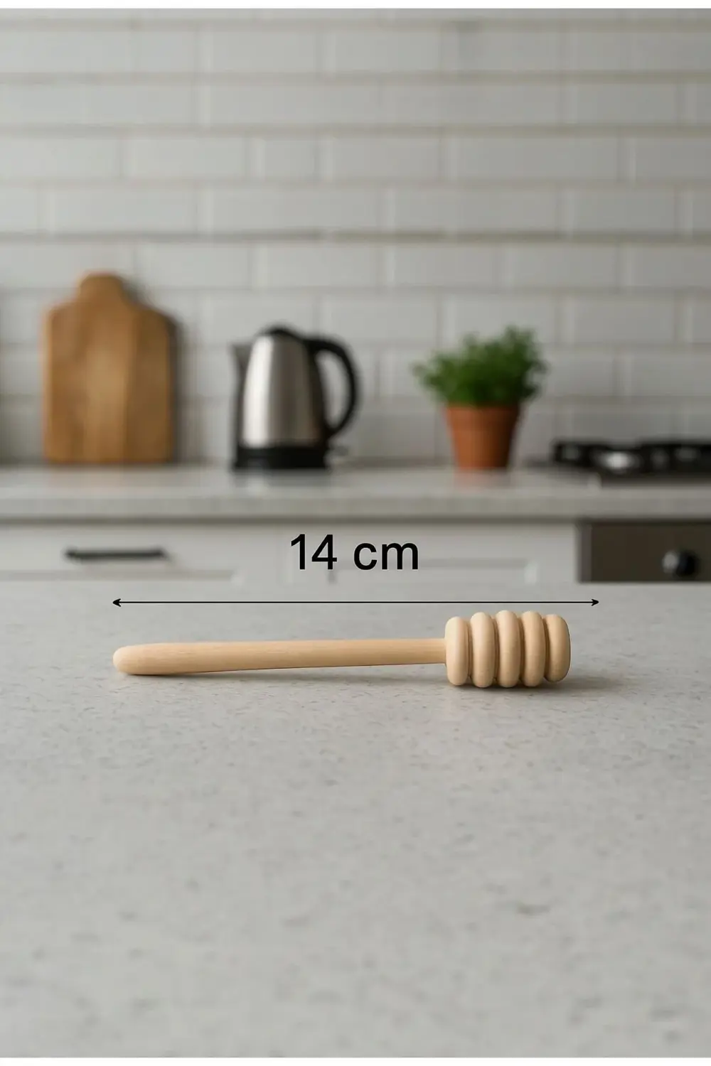 1 Adet Ahşap Bal Kaşığı Tekli Bal Servis Aparatı 14 cm