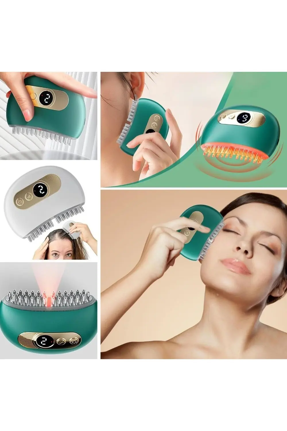 ® 1 Adet Akıllı Elektrik Akımlı EMS Titreşimli Masaj Tarağı Kadem