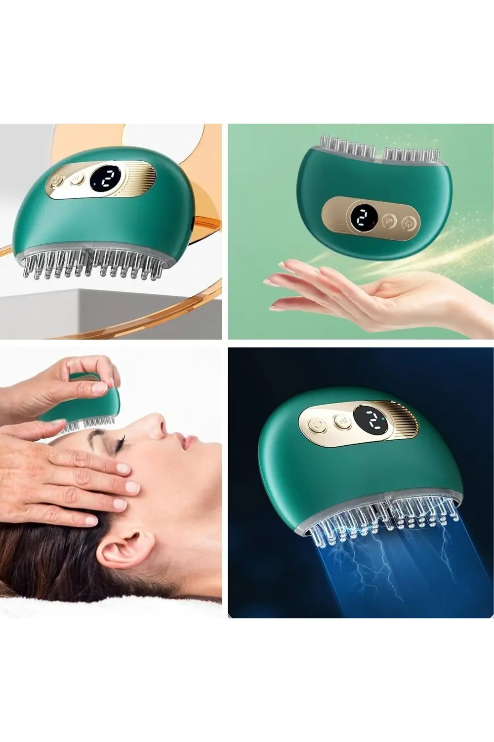 ® 1 Adet Akıllı Elektrik Akımlı EMS Titreşimli Masaj Tarağı Kadem