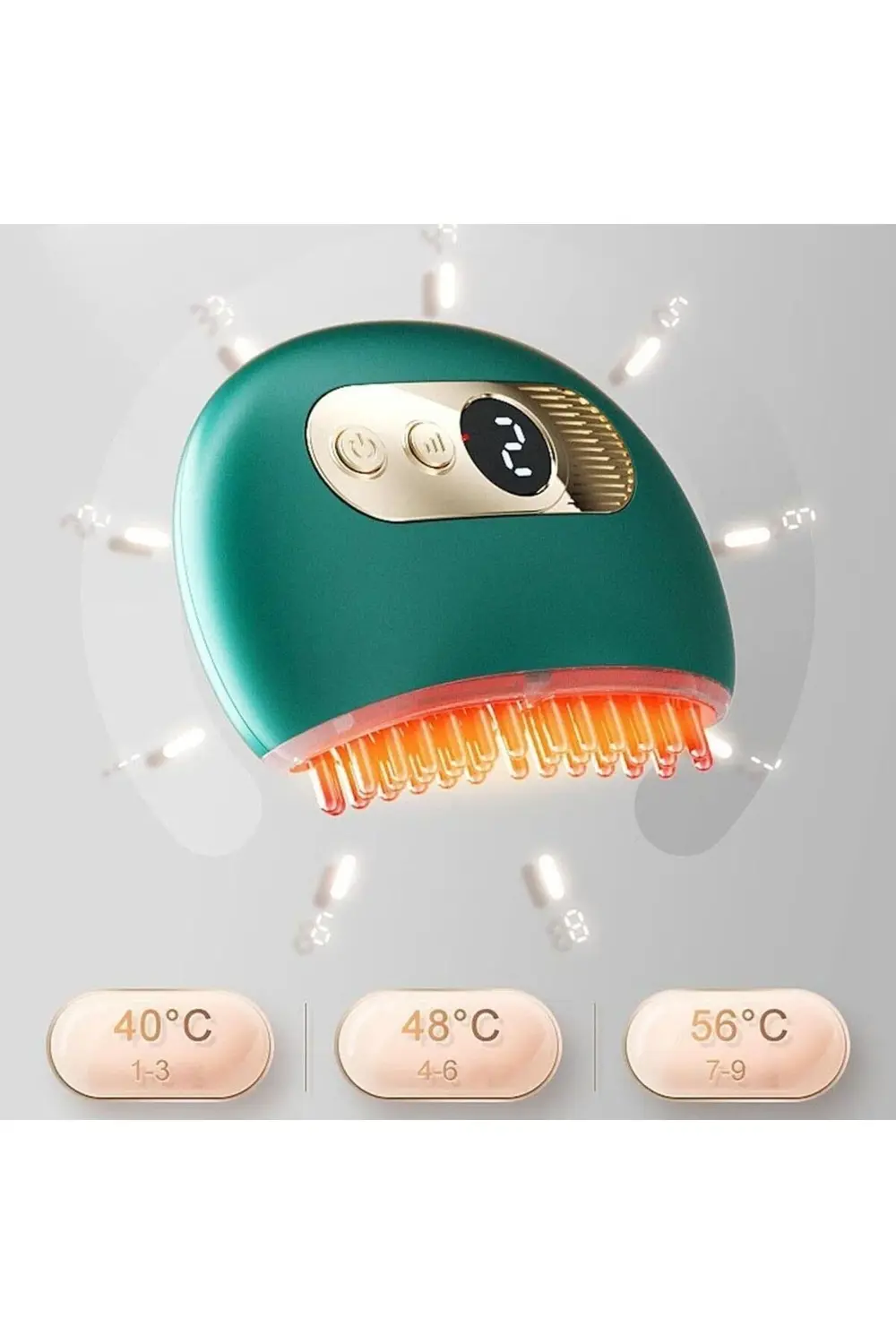 ® 1 Adet Akıllı Elektrik Akımlı EMS Titreşimli Masaj Tarağı Kadem