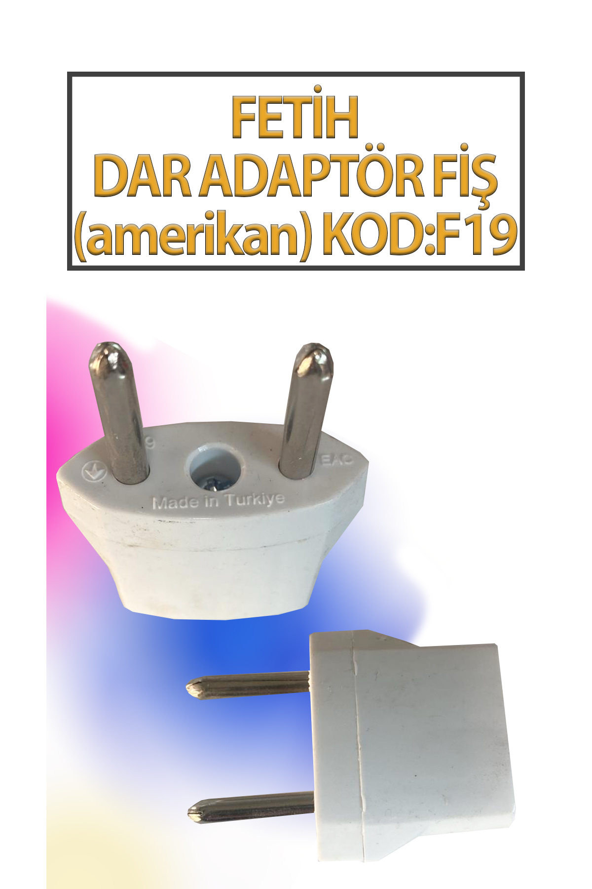 1 Adet Amerikan Fiş Adaptör Çevirici Amerikan-Türk Çevirici Priz 