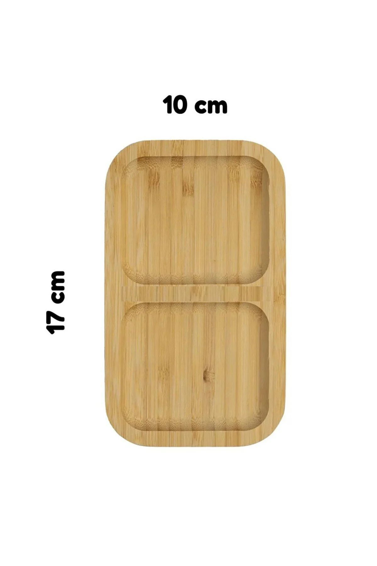 Mokka 1 Adet Bambu 2 Bölmeli Çerezlik / Sunumluk / Yağdanlık Şişe Stand