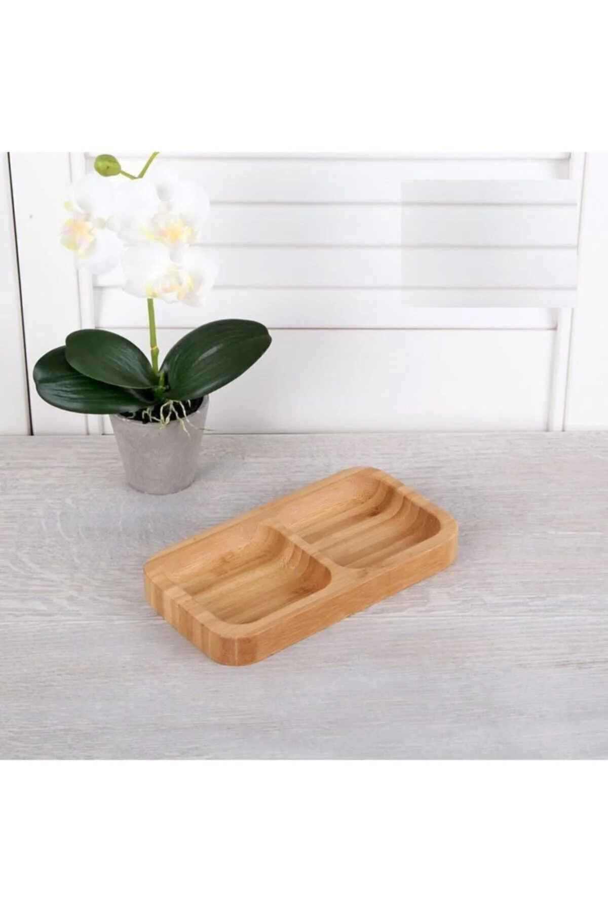1 Adet Bambu 2 Bölmeli Çerezlik / Sunumluk / Yağdanlık Şişe Stand