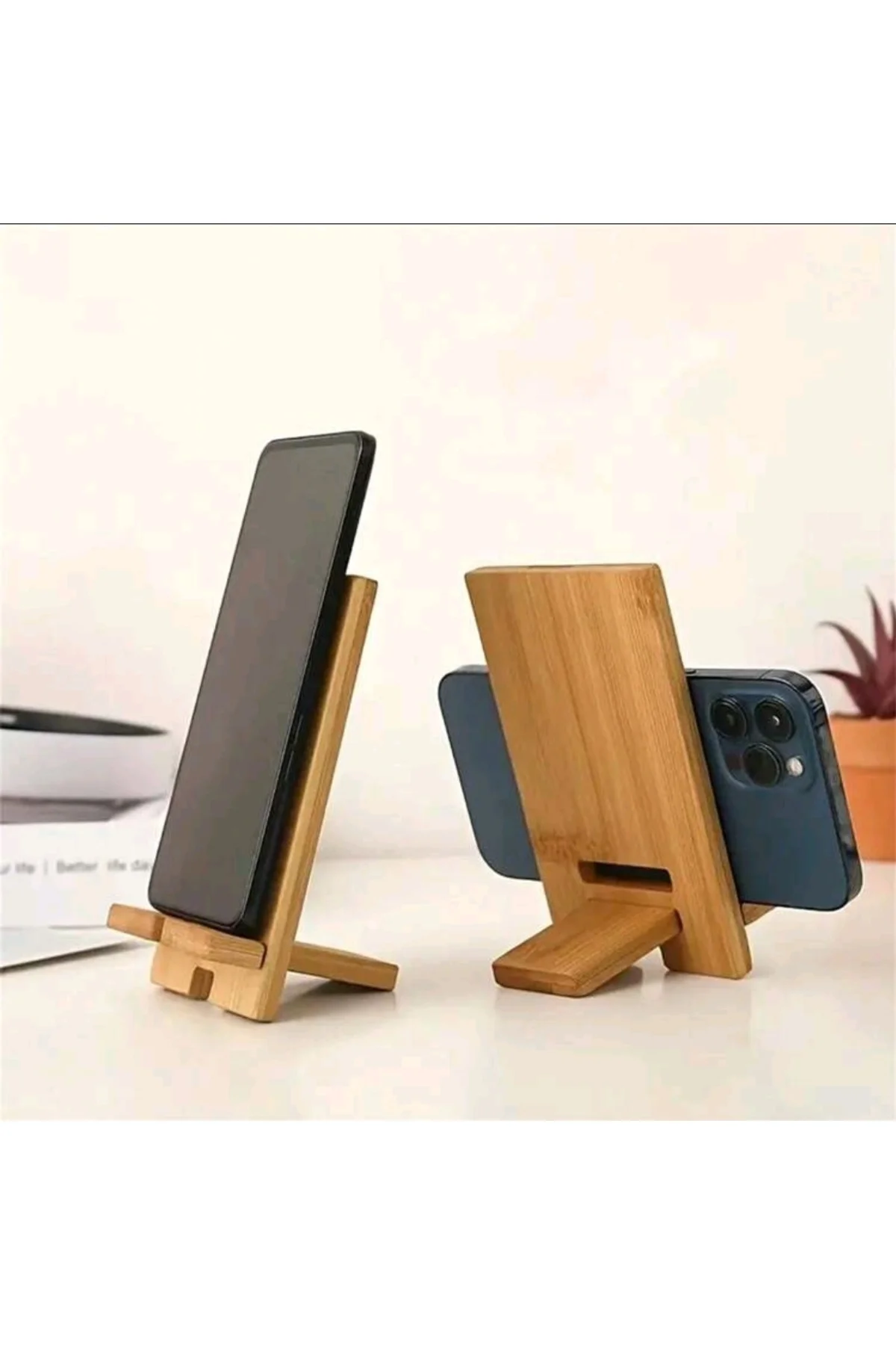 1 ADET Bambu Masaüstü Telefon Standı- Tüm Telefonlar İçin , Masaüstü Telefon Tutucu