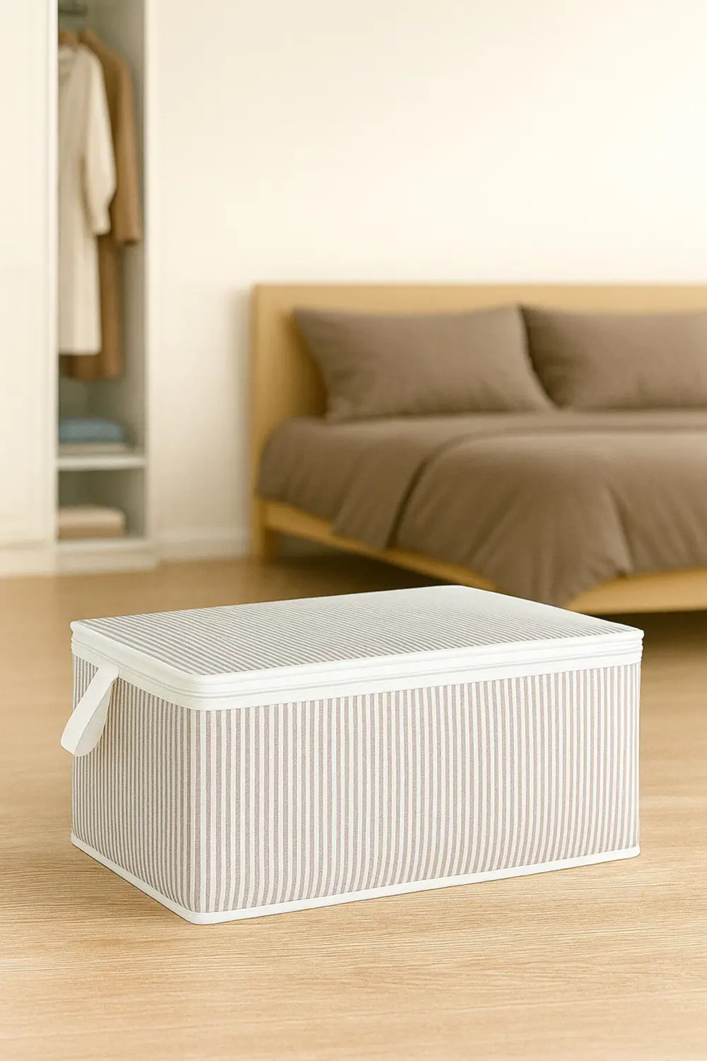 Pazar Kapısı 1 Adet Baza Altı Düzenleyici Kumaş Hurç Gri 30*50*20 Cm