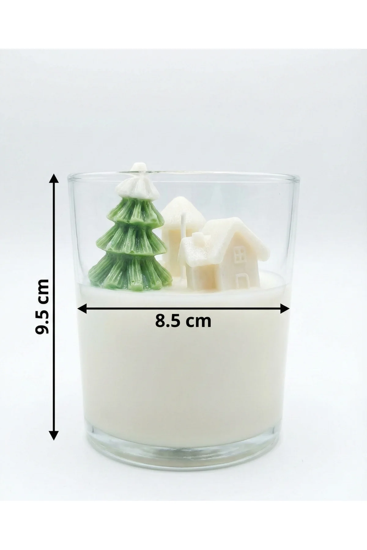 1 Adet Çam Ağacı ve Ev Şekilli Bardak Soya Mum