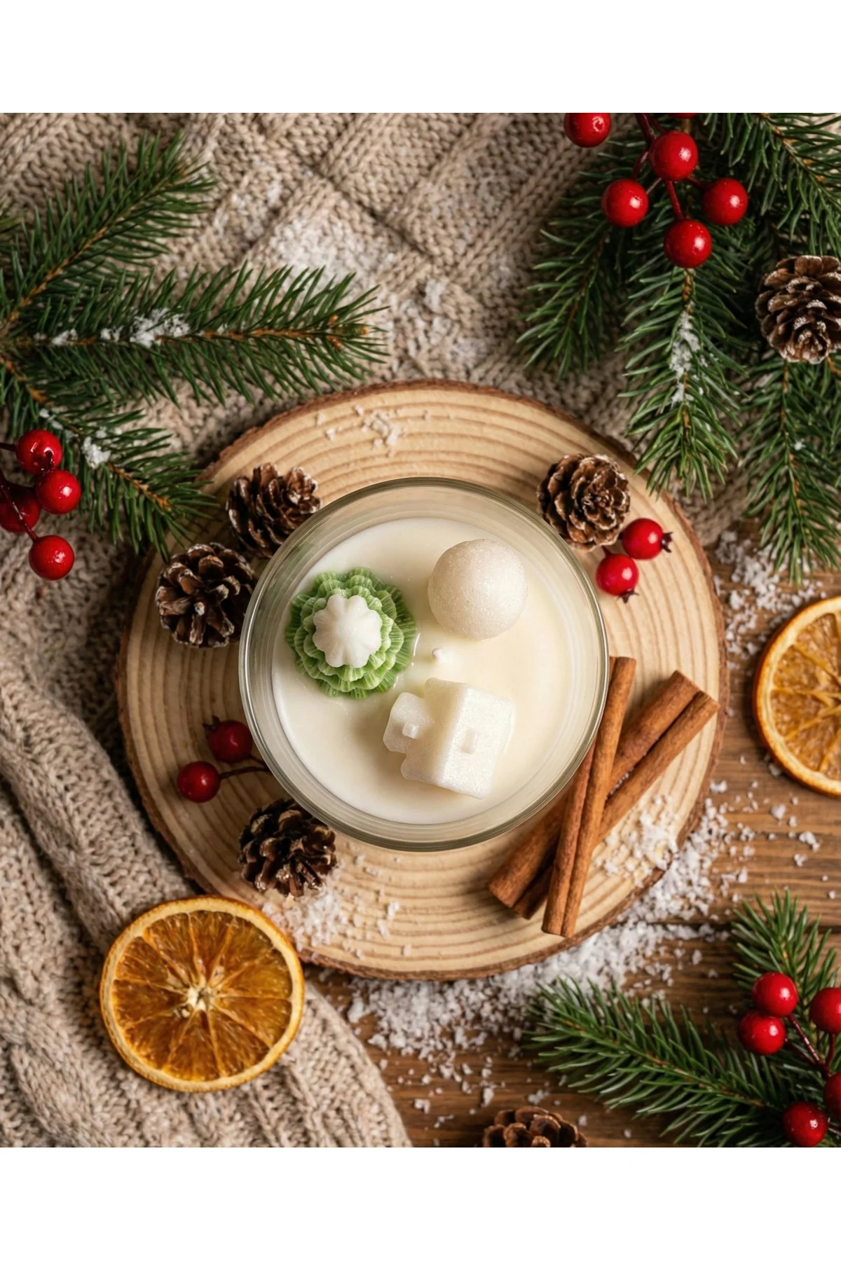 1 Adet Çam Ağacı ve Ev Şekilli Bardak Soya Mum
