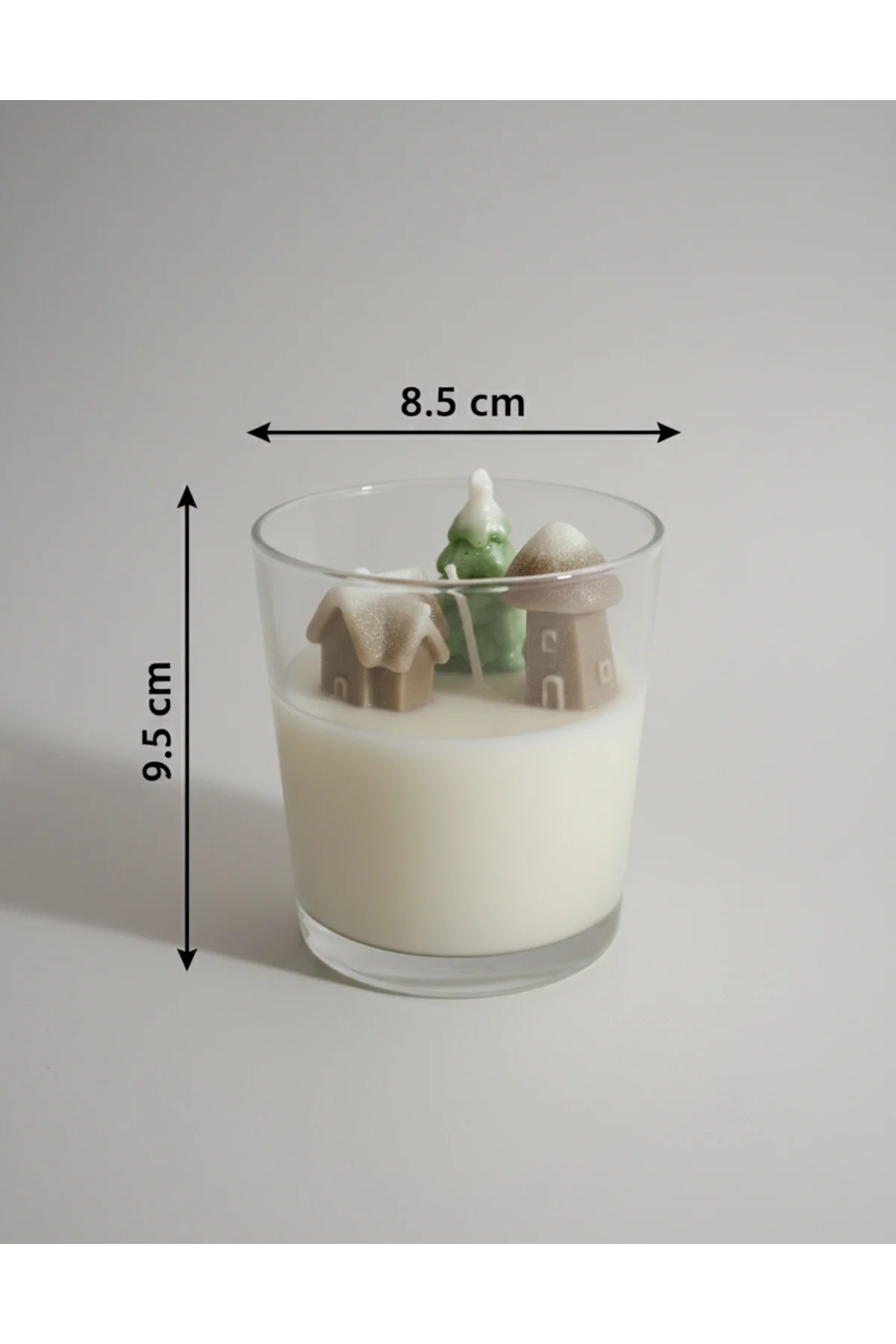 1 Adet Çam Ağacı ve Ev Şekilli Bardak Soya Mum