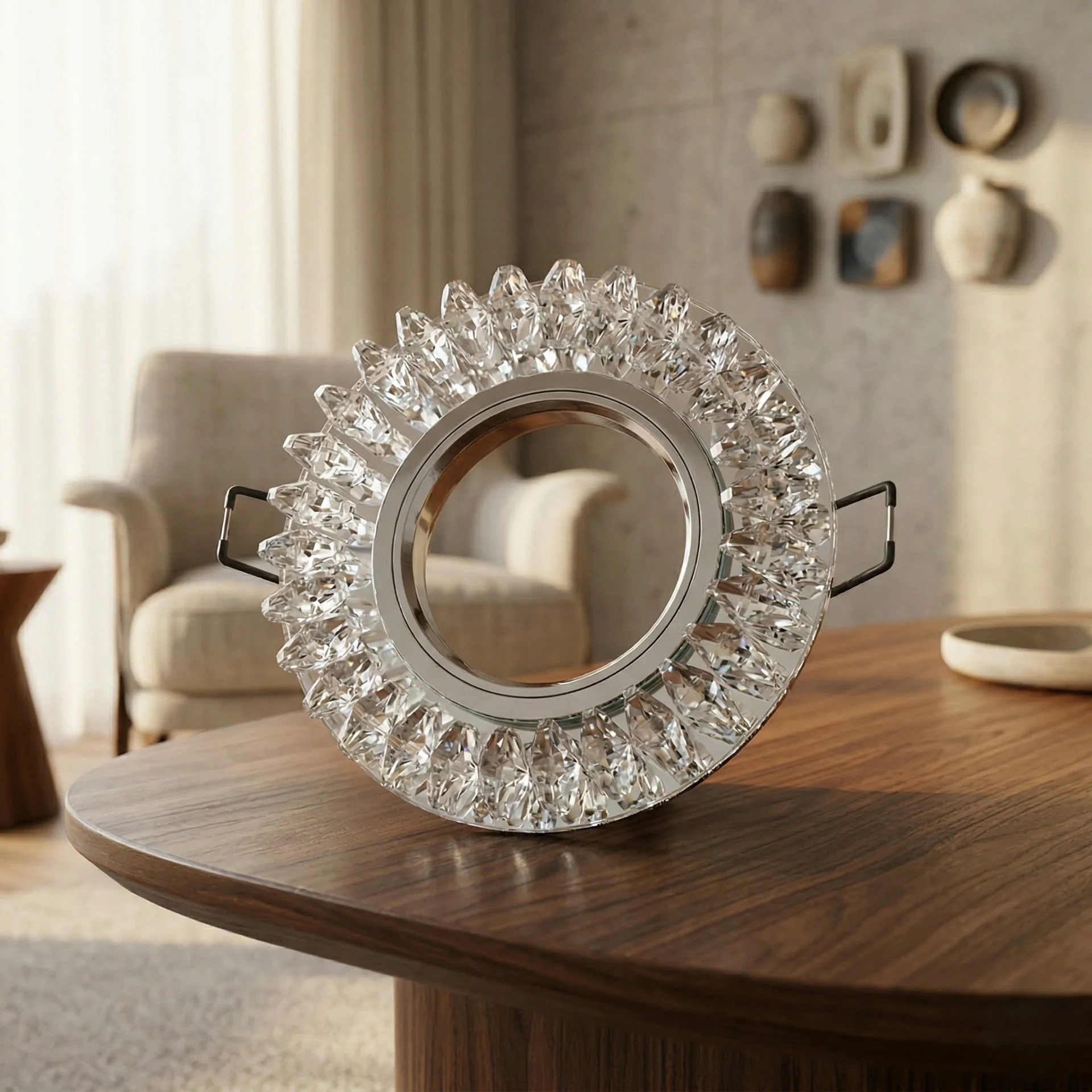 1 Adet CATA CT 6569 Menekşe Yuvarlak Kristal Cam Spot Kasası GU10 Duy