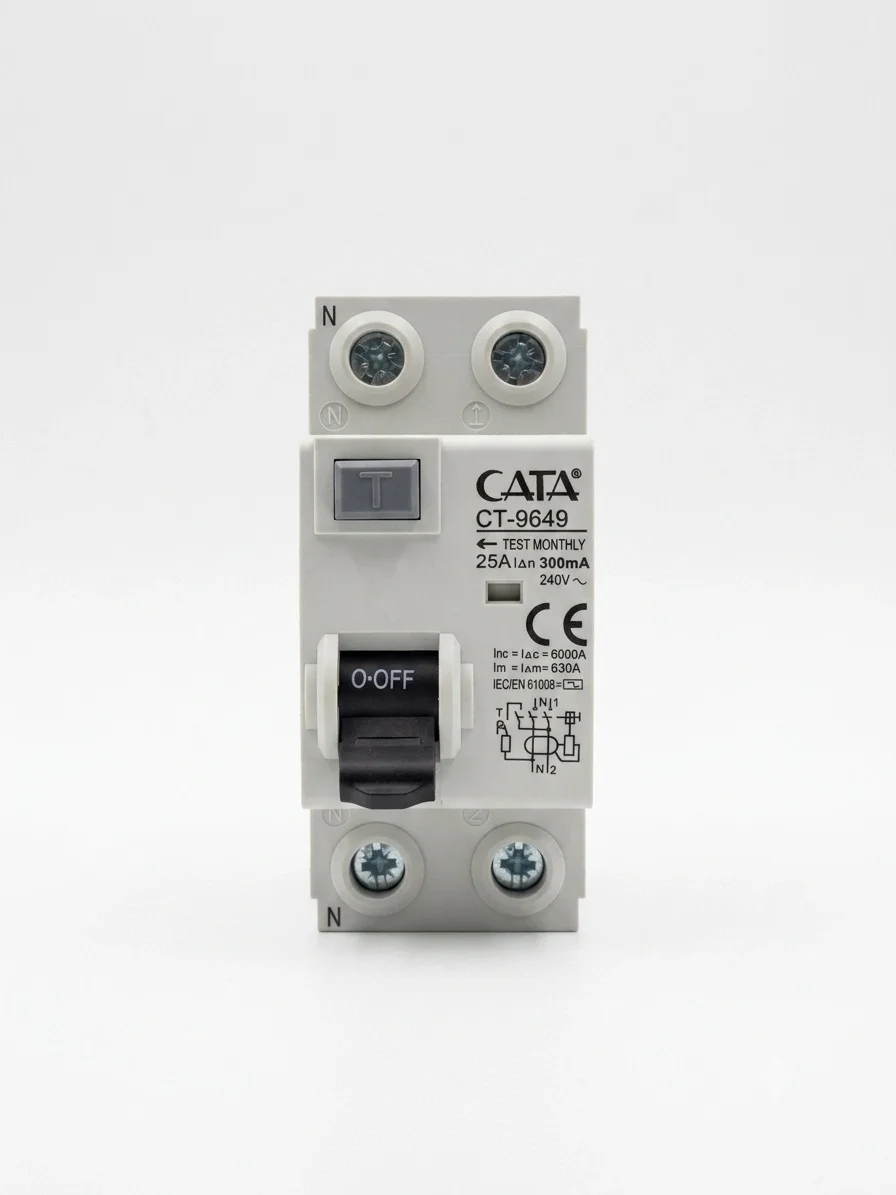 1 Adet CATA CT 9649 2X25A 300Ma 6Ka Monofaze Kaçak Akım Rölesi