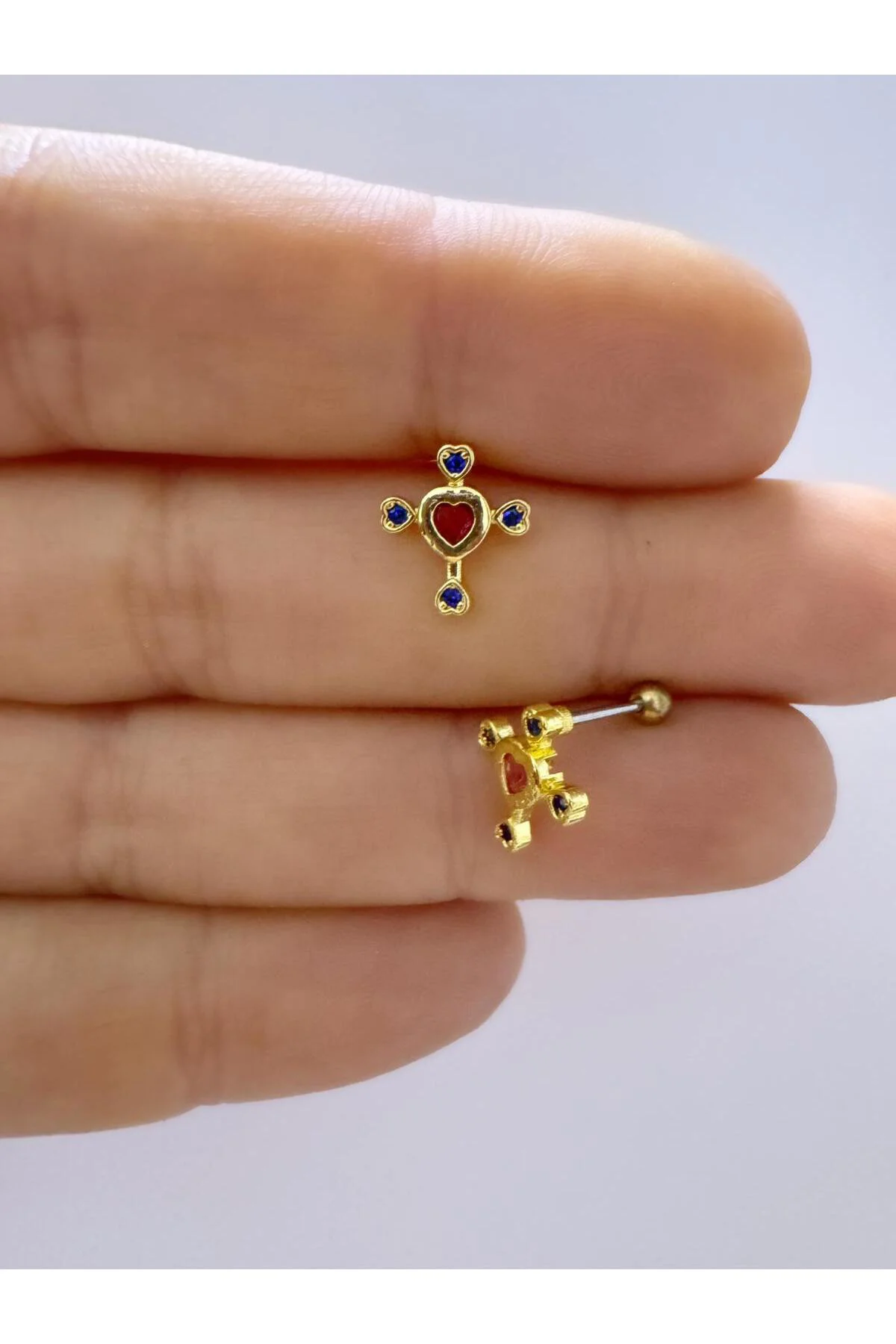 1 ADET ÇELİK TRAGUS HELİX FLAT LOBE UYUMLU PİERCİNG