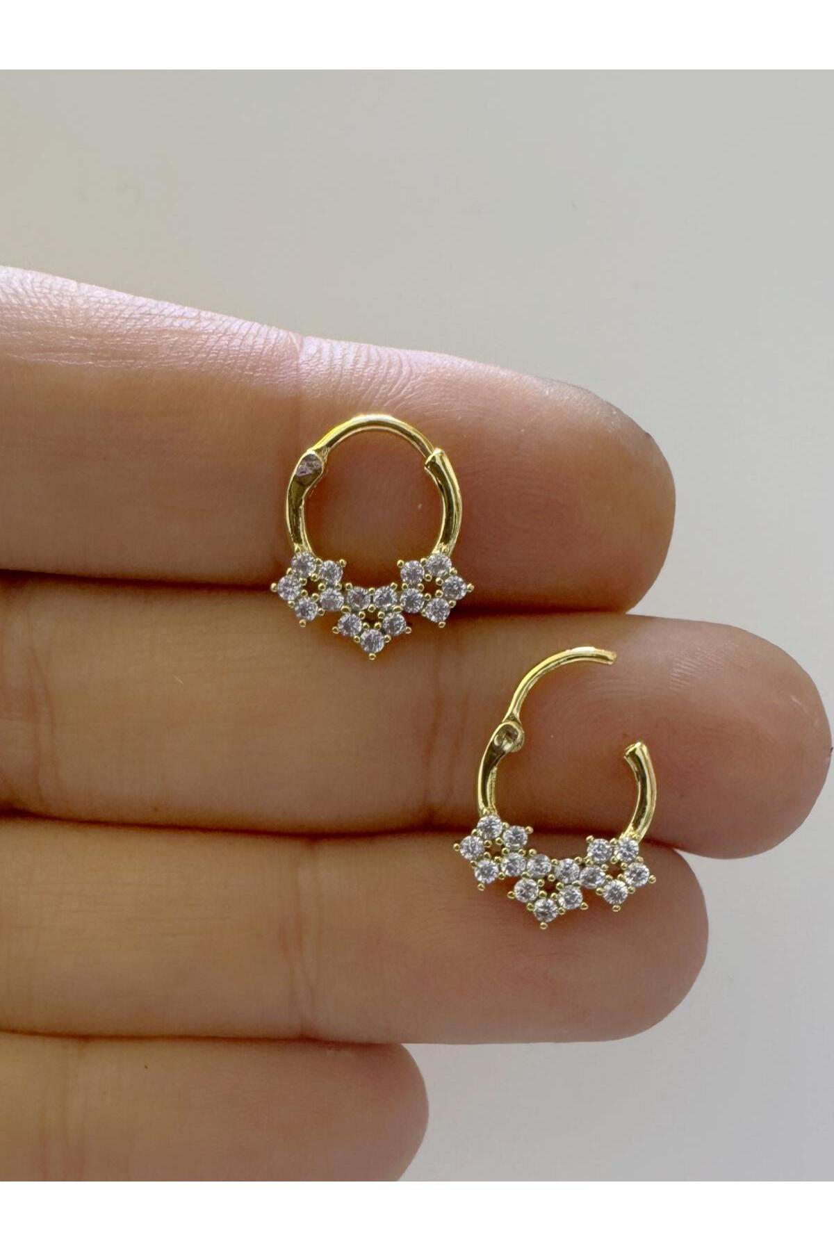 1 adet çelik zirkon taşlı septum daith helix lobe uyumlu piercing