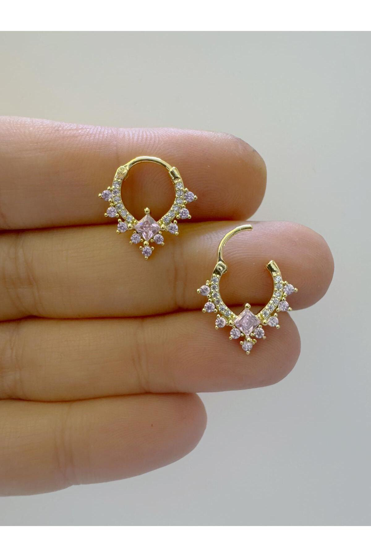 1 adet çelik zirkon taşlı septum daith helix lobe uyumlu piercing