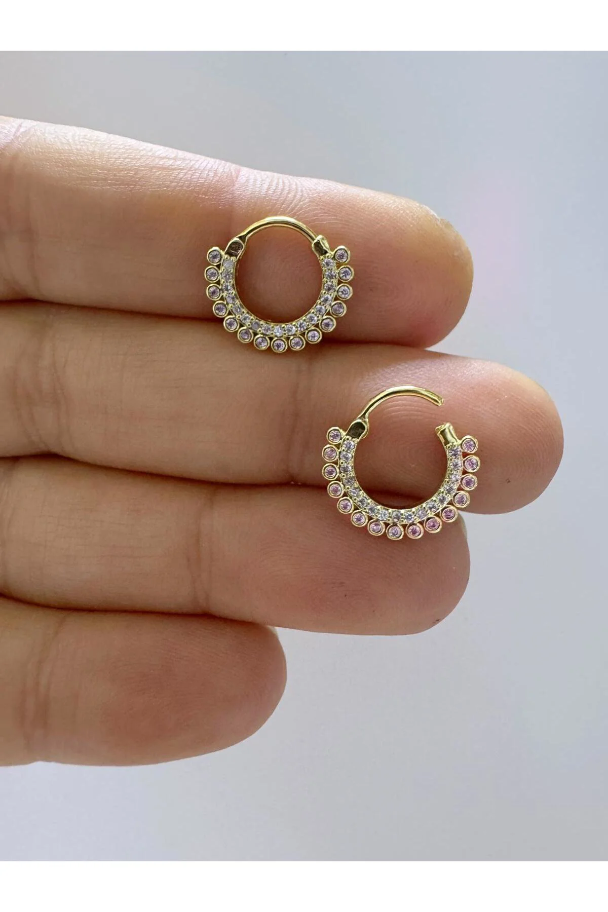 1 adet çelik zirkon taşlı septum daith helix lobe uyumlu piercing