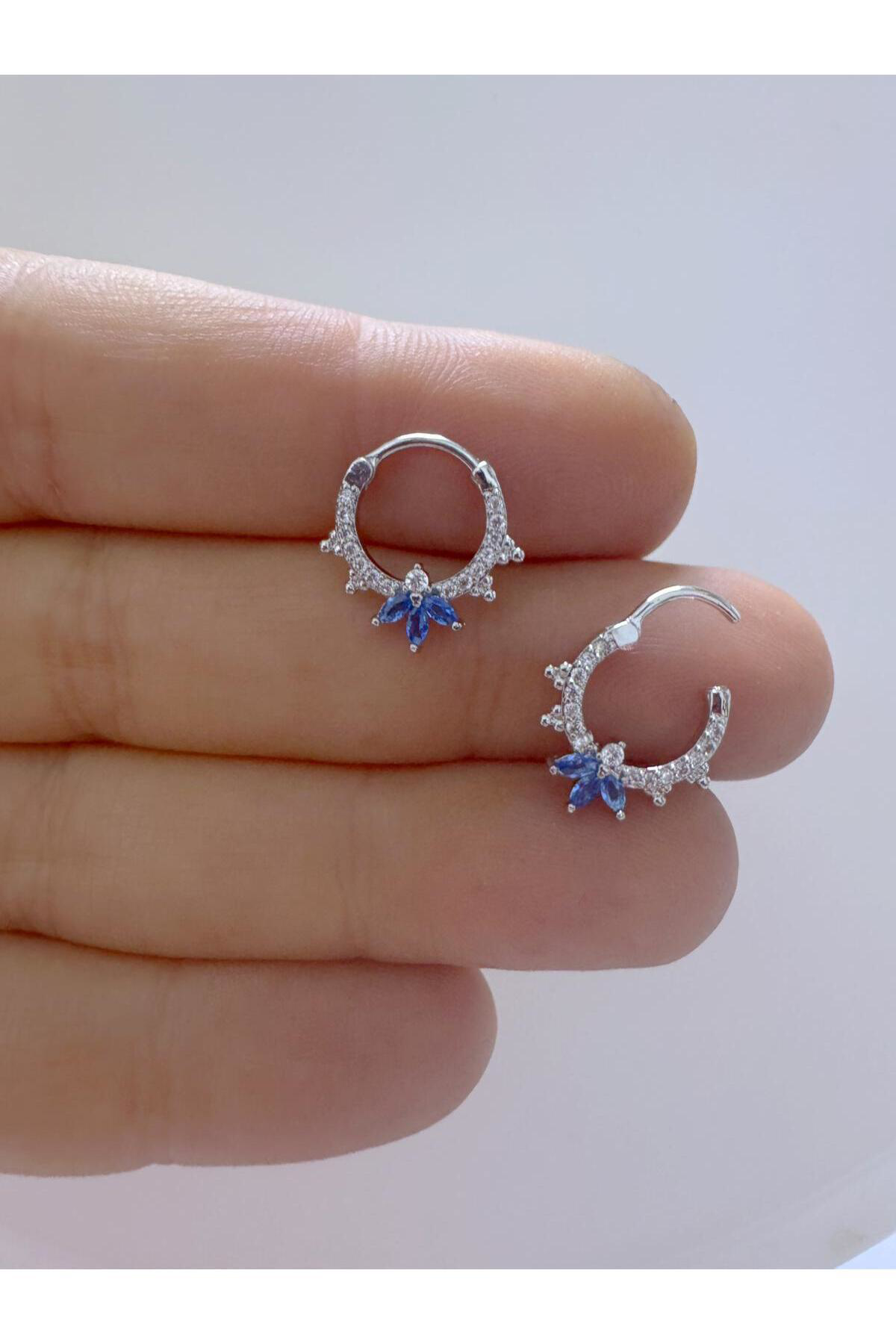 1 adet çelik zirkon taşlı septum daith helix lobe uyumlu piercing